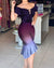 eprolo Purple blue print / S Elegant Off Shoulder klänning